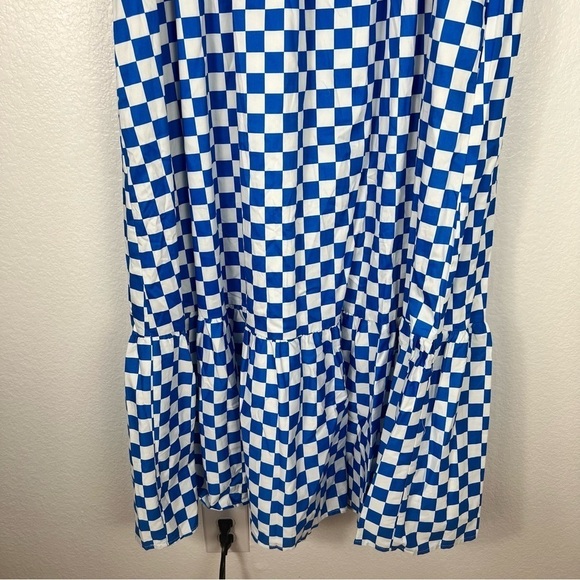 En Saison Check Print Tiered Cotton Midi Dress size M - Picture 5 of 9